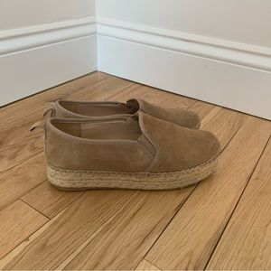 Sam Edelman Carrin Cream/Tan Flat Platform Espadrilles with Elastic inserts